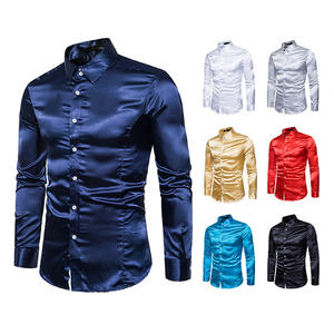 Camicia da <span class=keywords><strong>uomo</strong></span> a manica lunga da discoteca con paillettes dorate lucide con Design metallizzato per la primavera per feste di compleanno <span class=keywords><strong>natalizie</strong></span> Costume da scena - Product Image 2
