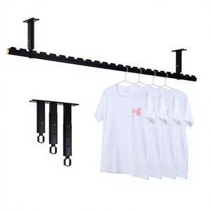Wall Mounted Metal Clothing Rack Double Rod 50cm Spacing Adjustable <b>Wardrobe</b> Storage Organizer - Product Image 1