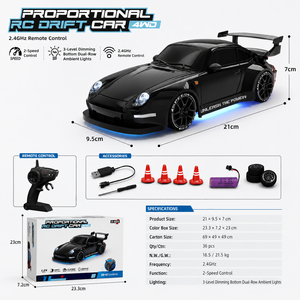 Coche de Carreras a Control Remoto 2.4G con Tracción en las 4 Ruedas, Totalmente Proporcional, con Luces LED, Color Gris Niebla, de Alta Velocidad, Juguete de Carreras, Coche de Juguete de Plástico - Product Image 3