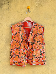 Chaqueta Acolchada de Algodón con Estampado de Patchwork de Secado Rápido Estilo Boho para Mujer, Marca ANJALI CREATIONS, Cuello en V, Manga Larga, Otoño, Corte Regular - Product Image 2