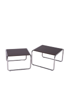 Table basse moderne en acier inoxydable pour la maison Mobilier de salon Panneau en bois noir design déplié