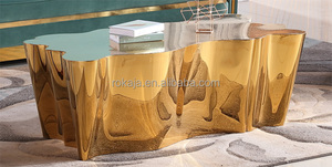 Meilleures ventes : Tables basses <span class=keywords><strong>en</strong></span> forme de souche d'<span class=keywords><strong>arbre</strong></span>, styles variés, designs d'intérieur de luxe, métal doré, tables à cocktail modernes, tables à thé pour hôtel - Product Image 4