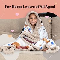 Promotion d'usine : Couverture d'hiver douce en sherpa style coréen, tissée, motif cheval, pour avion, pas chère, marque privée, imprimé animal mignon en flanelle