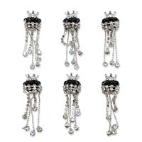 Pendentif Selina Crystal élégant en forme de couronne, décoré de pompons et de perles de verre, avec strass à coudre pour sacs et colliers