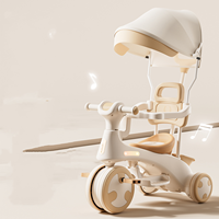 Tricycle à pédales d'extérieur 3 en 1 multifonctionnel rotatif pour enfant, poussette avec auvent et barre de poussée