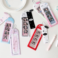 Tempat Kartu KPOP Gaya Korea Gadis Kartun Gradasi Empat Panel Tempat Kartu Penggemar Stiker Strip Panjang Gantungan Tempat Kartu