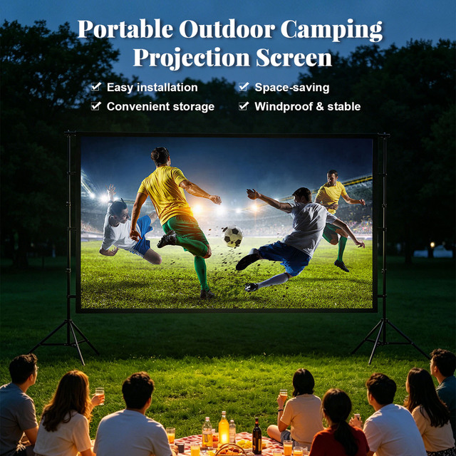 Large Size Outdoor Projection Screen 120 150 Inch with Reinforced Stand for Football Match Events Rental