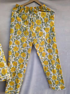 Ensemble de pyjama en coton tissé à la main, imprimé floral, léger, respirant, séchage rapide, doux, été, automne, tous les cadeaux pour elle - Product Image 4