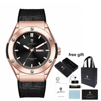 Montres Gohuos 8820 de luxe classiques pour homme avec bracelet en cuir, montres à quartz originales pour homme, Reloj Montre, étanches, aiguilles lumineuses, montres-bracelets