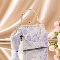 Nouveau sac fourre-tout à bandoulière pour femme, style chinois, avec broderie florale éthérée, pampilles et fermoir, idéal comme sac cadeau avec chaîne