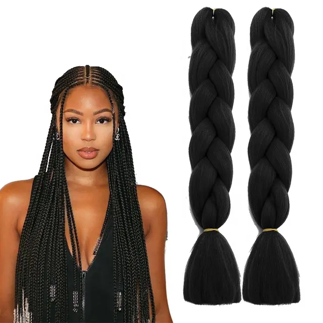 Extensions capillaires synthétiques, tresses africaines Jumbo 24 pouces, 100g, vente en gros