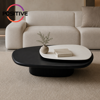 Table basse moderne rotative en pierre, forme irrégulière, luxe italien, noire, pour salon, petit appartement, hôtel, vente en gros, OEM, ODM