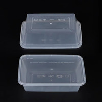 Contenants à lunch rectangulaires en PP transparent de qualité alimentaire 750 ml, boîtes en plastique pour plats à emporter
