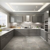 Vente directe en usine cuisine moderne en aluminium personnalisée unité de style américain armoire de cuisine pour Vila