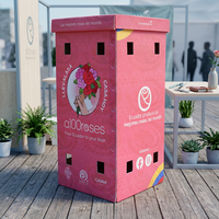 Poubelle de recyclage rose en Corflute 4mm 60L longue durée pour déchets généraux, disponible en gros, OEM, ODM
