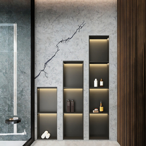 Dual-tier vuông thép không gỉ treo tường góc vòi hoa sen Thích hợp thiết kế hiện đại với kệ duy nhất cho vòi hoa sen lưu trữ - Product Image 3