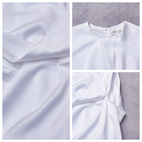 Robe blanche sans manches sur mesure, col rond, taille drapée, élégante, pour le bureau, OEM