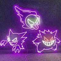 Letrero de Neón LED Personalizable a Medida con Diseño de Gastly, Haunter y Gengar, Resistente al Agua, para Decoración de Dormitorio, Bar o Tienda