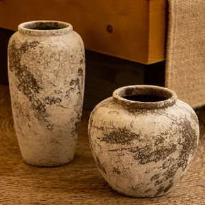 عتيق ريفي مصنوع يدويًا من الفخار والطين أصيص زهور بورسلين مزهرية سيراميك لديكور المنزل مع طلاء غير لامع لسطح الطاولة - Product Image 4