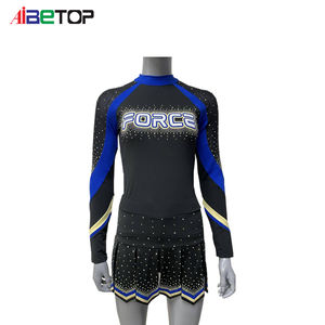 Uniformes de porristas de manga larga con diamantes de imitación para mujeres y niñas, <span class=keywords><strong>disfraz</strong></span> de <span class=keywords><strong>animadora</strong></span> con mangas para la temporada de <span class=keywords><strong>invierno</strong></span> - Product Image 3