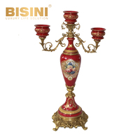 Chandelier et ornements décoratifs modernes de luxe plaqués cuivre, en marbre vert, artisanat, décoration de table
