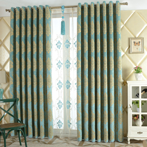 Cortinas de jacquard para ventana, persianas decorativas de estilo clásico europeo francés, azul - Product Image 1