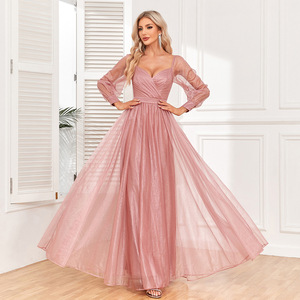 <span class=keywords><strong>Robes</strong></span> de mariée de luxe <span class=keywords><strong>robes</strong></span> de soirée élégantes col en V dos nu plissé brillant doublure transparente <span class=keywords><strong>robes</strong></span> de demoiselle <span class=keywords><strong>d</strong></span>'<span class=keywords><strong>honneur</strong></span> roses - Product Image 4