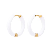Pendientes de Aro para Mujer Joyería de Moda de Acero Inoxidable con Esmalte Color Caramelo
