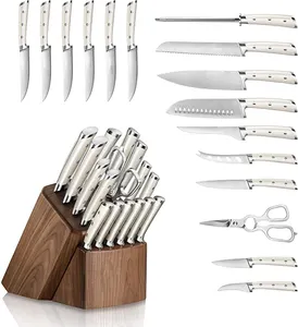最优惠价格瑞士不锈钢，带人体工程学手柄产品16件套菜刀，带木块