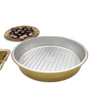 Conteneur jetable robuste en aluminium doré de 2400 ml avec couvercle en PP, écologique, pour buffets de fête et plateaux de fruits de mer