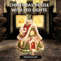 HOUSEDECO Casa de Navidad con Ángel, Luces LED, Hecho a Mano, Pintado a Mano, Adornos de Resina Bonitos, Forma Personalizada, MODELO de Incienso
