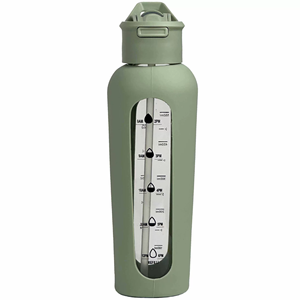 Borraccia in vetro borosilicato ad alta borraccia in Silicone manicotto bottiglia d'acqua in vetro motivazionale <span class=keywords><strong>regali</strong></span> per le donne - Product Image 2