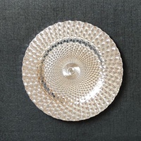 Assiettes à dîner européennes vintage en argent fête de mariage vacances 13 pouces or paon assiette de charge en plastique