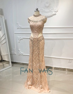 Ruolai 82319 abito da sera da sera con perline a sirena lunga in rilievo di cristallo Sexy di lusso - Product Image 6