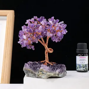 Cristallo di energia naturale albero ametista a grappolo base ghiaia albero cristallo Feng Shui artigianato regalo