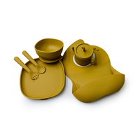 Ensemble de vaisselle en silicone pour bébé, pour enfants de 1 à 4 ans, sans BPA, motif floral, en forme de gourde, vaisselle multifonctionnelle avec poignée, 100 pièces