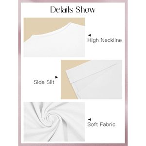 Womens Oversized T Shirt 3/4 Sleeve Side Slit Loose Fit Casual Summer Tee Tunic Top Breathable Crew Neck - Product Image 6