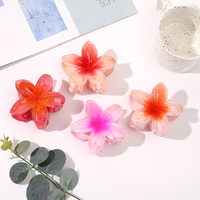 Venta al por mayor verano playa vacaciones nuevo Ins hermosa Plumeria flor plástico pelo garra mujeres hibisco Hawaiano Frangipani pinza de pelo