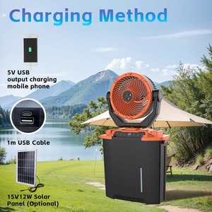 <span class=keywords><strong>Ventilateur</strong></span> portable à brumisation d'eau rechargeable AC/DC de 8 pouces en plastique avec télécommande, lumière et oscillation pour usage domestique et extérieur - Product Image 3