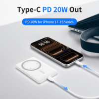 Batterie externe magnétique ultra-mince 5000 mAh avec charge rapide 20W pour iPhone 17/16/15 - Solution de recharge mobile portable