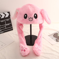Chapeau mignon qui peut se déplacer avec une seule pincée chapeau en forme de lapin net de célébrité, jouet en peluche drôle