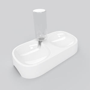 Dudupet Double gamelle ovale blanche pour animaux de compagnie, distributeur automatique d'eau et de nourriture pour chats et chiens, conception détachable - Product Image 4