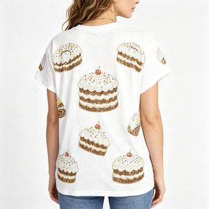 T-Shirt <span class=keywords><strong>con</strong></span> <span class=keywords><strong>Paillettes</strong></span> Personalizzata di Alta Qualità, Ecologica, <span class=keywords><strong>con</strong></span> Logo, T-Shirt Decorata <span class=keywords><strong>con</strong></span> Perline per Donne, T-Shirt <span class=keywords><strong>con</strong></span> <span class=keywords><strong>Paillettes</strong></span> per Mardi Gras King Cake - Product Image 2