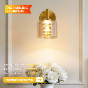 Lámpara de Pared LED Moderna de Hierro y Vidrio, Luz Blanca Cálida, para Sala de Estar y Baño, Decorativa con Cuerpo de Hierro en Latón Antiguo - Product Image 3