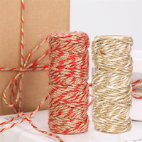 Vente en gros de corde de jute naturelle Corde de jute tressée en fil d'or multibrins rouge pour l'artisanat