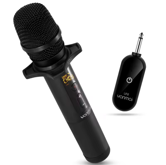 Portable Dynamic Condenser Microphone with LED Screen Cordless for Conference Use High-Frequency Response