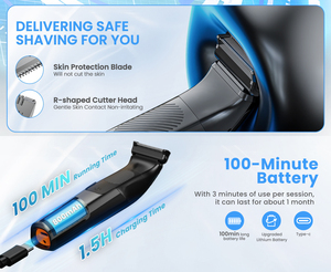 Body Hair Trimmer Men Electric <b>Shaver</b> IPX6 Waterproof Wet/Dry Groomer Kit with Ceramic Blades for Chest Underarms Pubic & Legs - Product Image 6