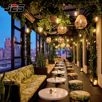 Ensemble de mobilier de restaurant extérieur J2S, canapé de patio commercial, sièges, banc rembourré imperméable et tabourets pour café et toit