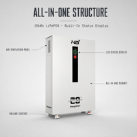 Sistem Penyimpanan Energi All in One LiFePO4 16kWh 51.2V IP65 Kabinet EMS Penyeimbang Aktif Layar LCD Penggunaan Rumah Off Grid
