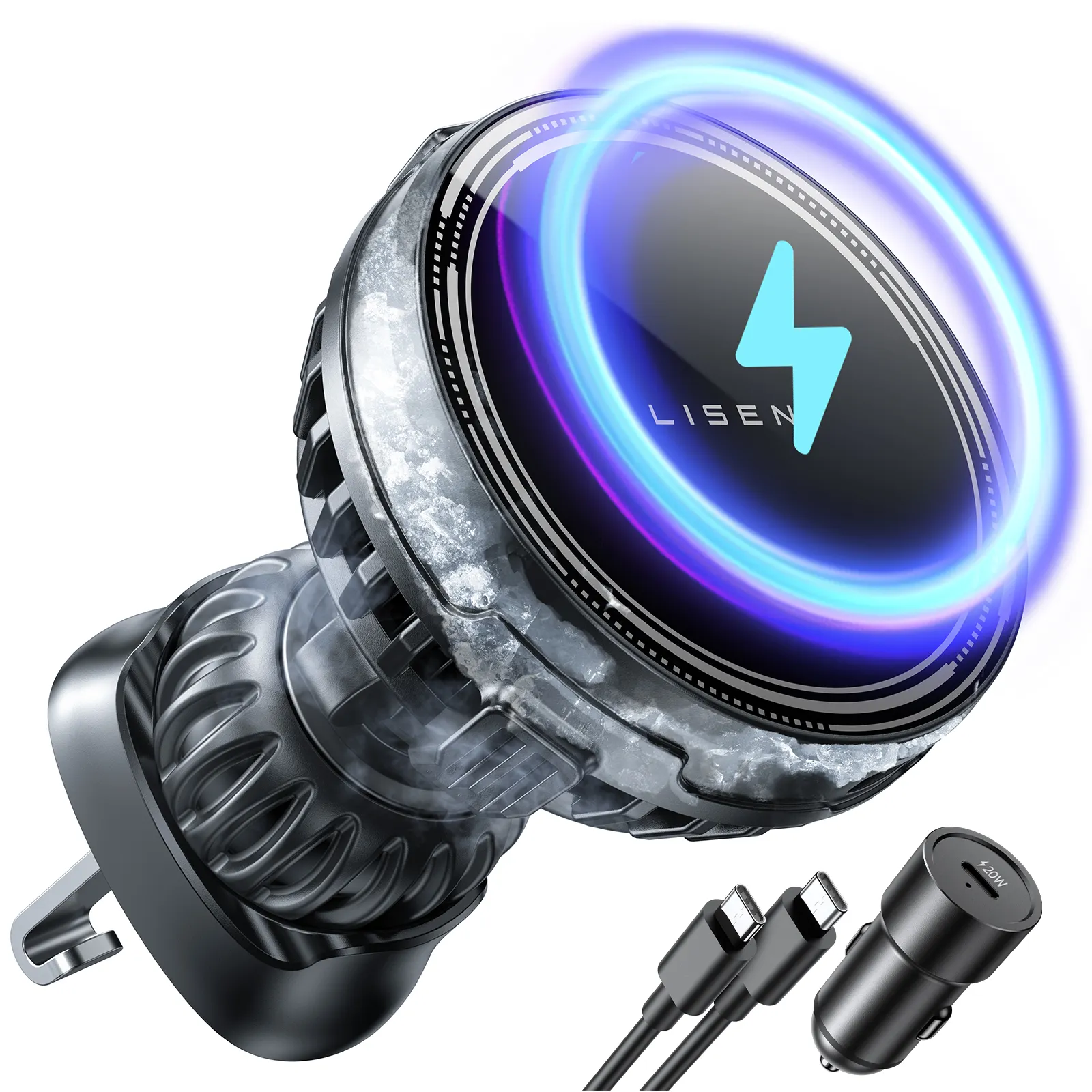 LISEN Ice Cooling Charging] LISEN 15W Wireless Phone Car Charger Mount Hands Free for iPhone Car Holder Mount